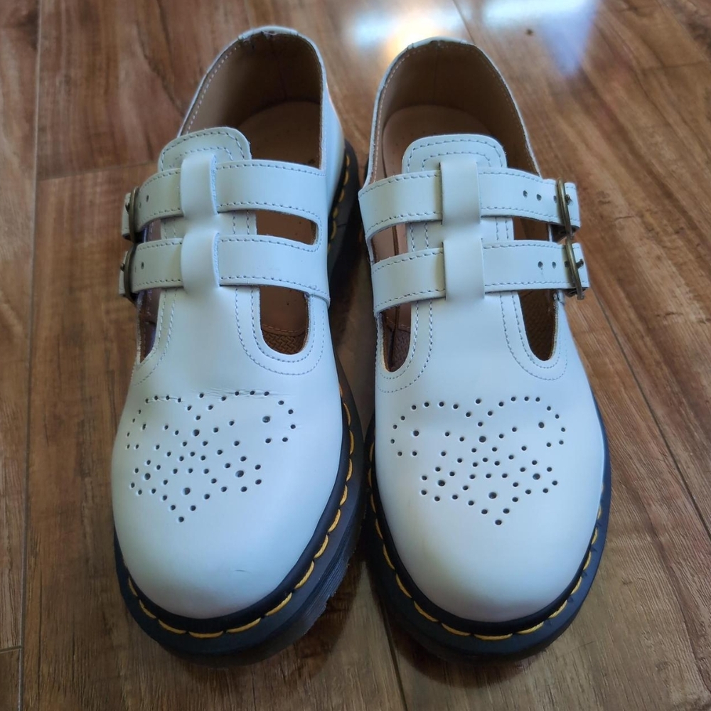 Dr Martens 8065 Mary Jane Smooth White Leather Shoes